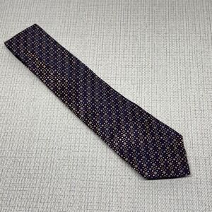 Van Heusen Stain Resistant Woven Geometric Navy Red Gold 100%‎ Silk Tie